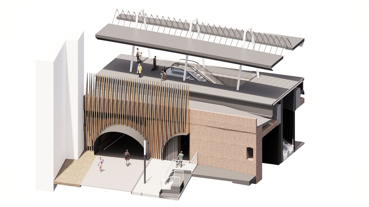 Estaciones Connolly y Spencer Dock Enscape axon